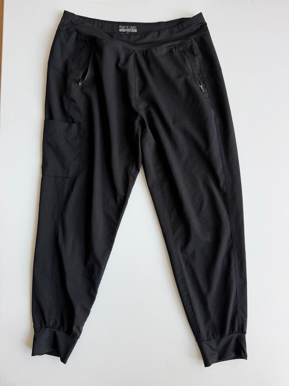 Healing Hands Purple Label Yoga Scrub Pants Women L Black Jogger Cargo 044